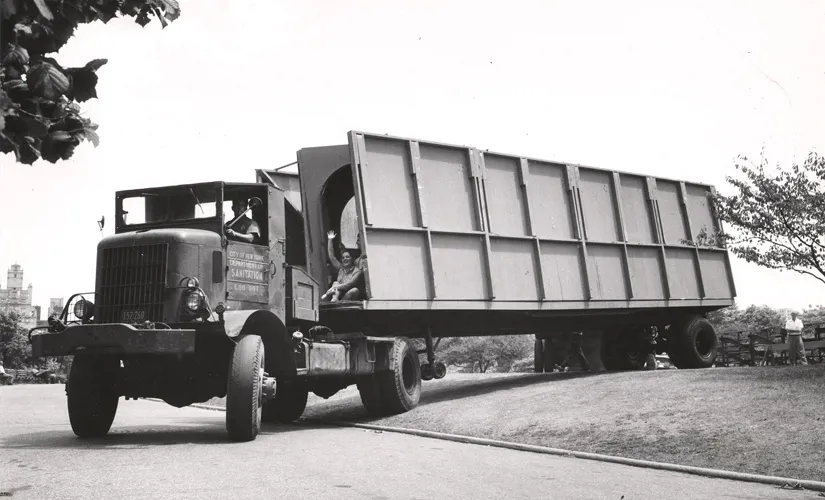 Image of the sanitation truck used for Joe Papp's mobile theater