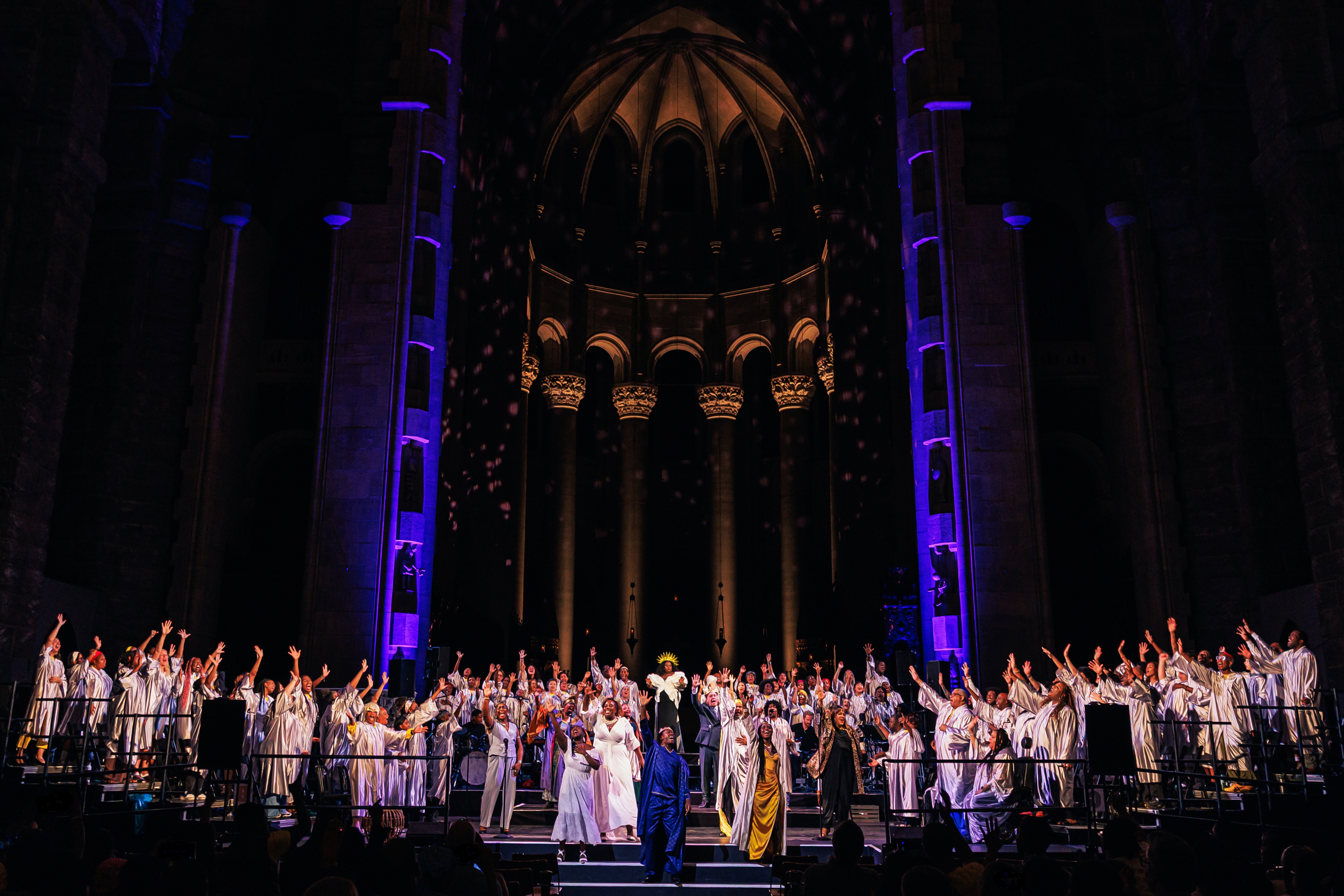 1: The company of PERICLES: A Public Works Concert Experience. Photo Credit: Marc J. Franklin 