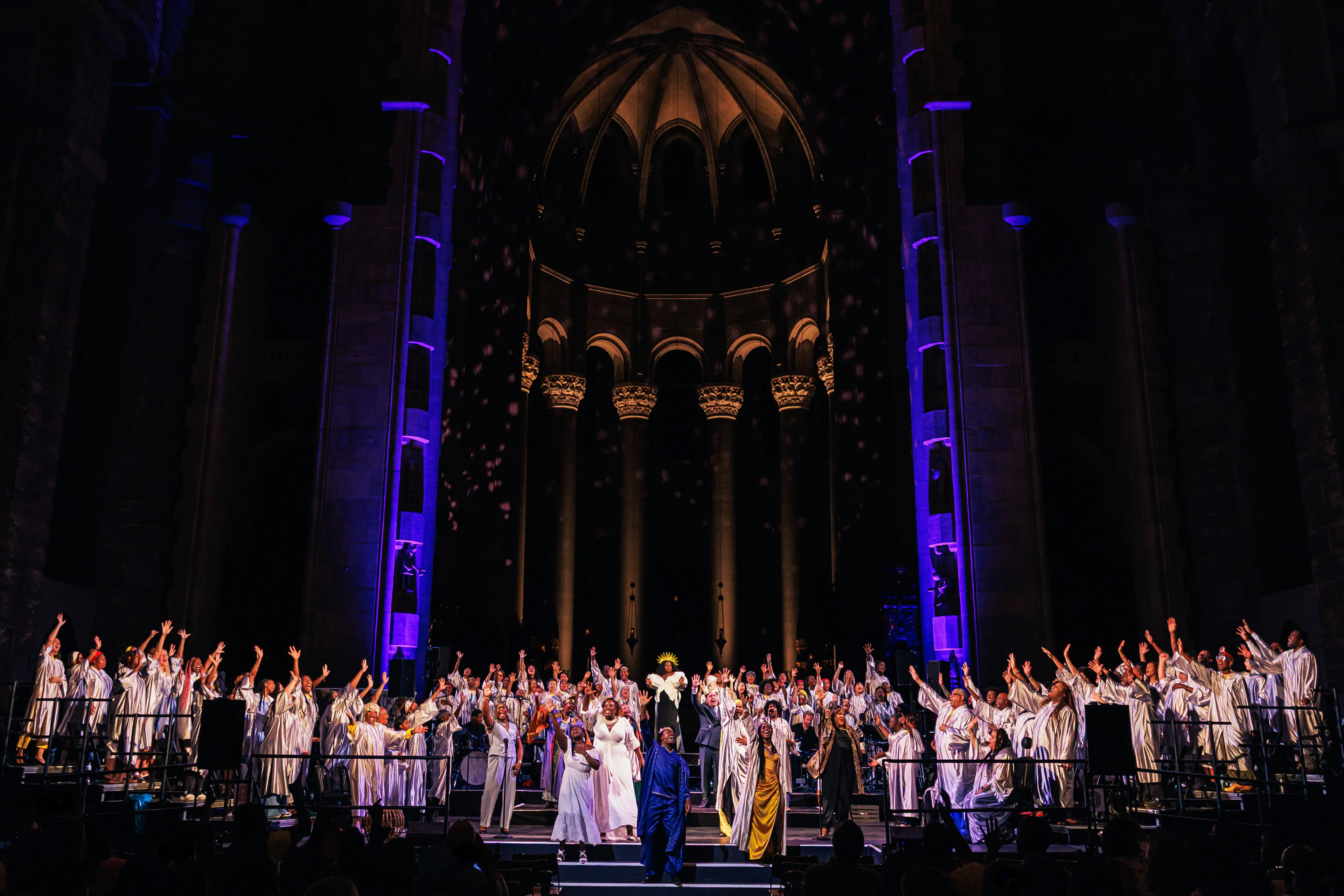 1: The company of PERICLES: A Public Works Concert Experience. Photo Credit: Marc J. Franklin 